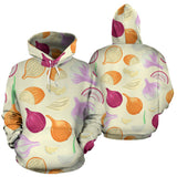Onion Garlic White Red Pattern Men Women Pullover Hoodie