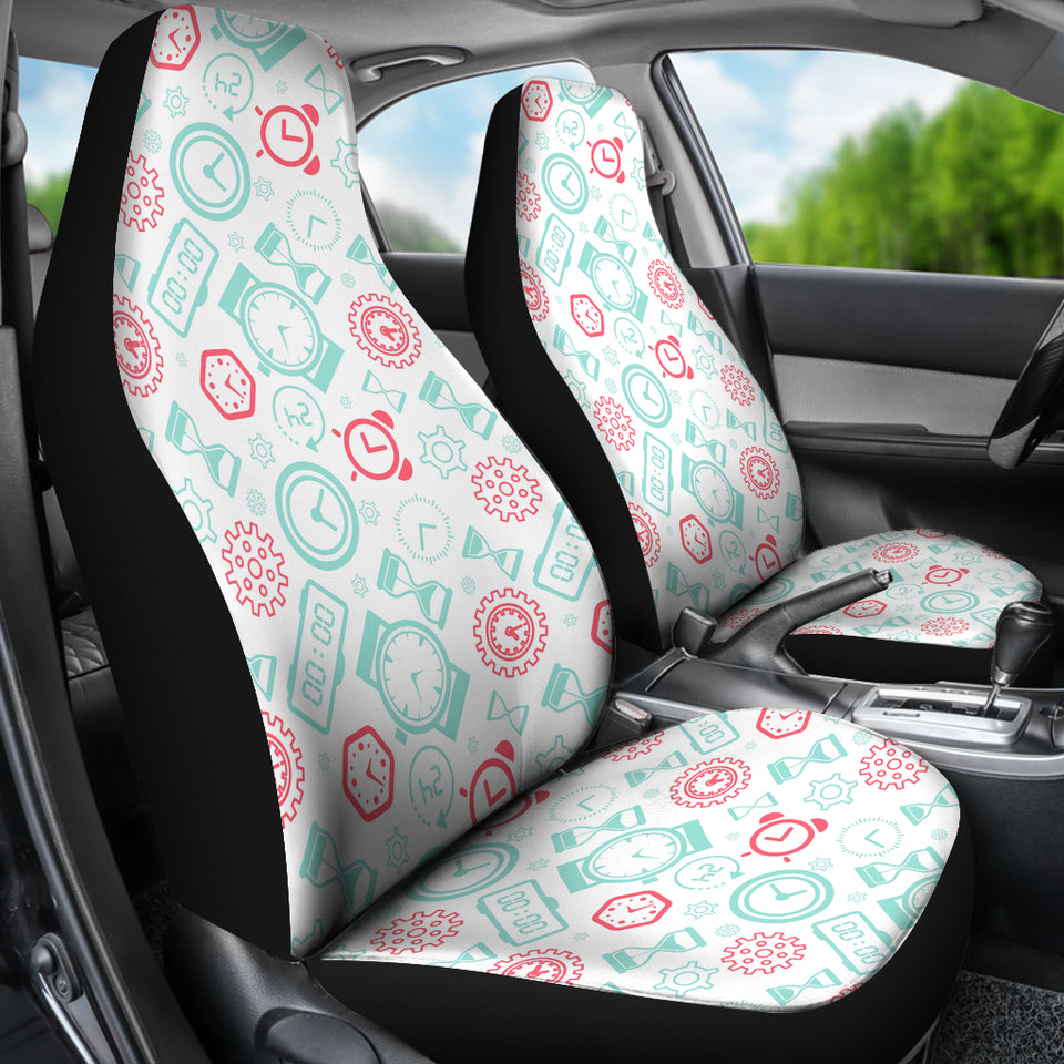 Clock Time Pattern Blackground Universal Fit Car Seat Covers