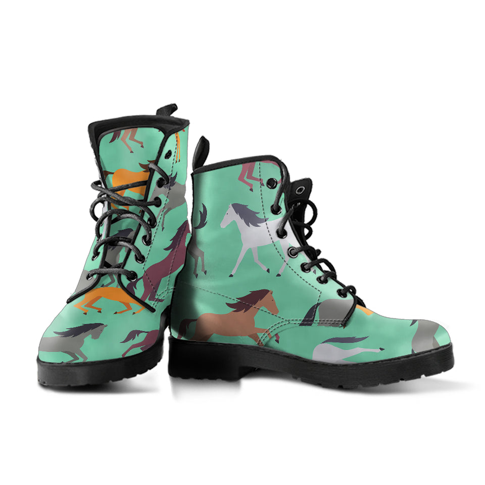 Colorful Horses Pattern Leather Boots