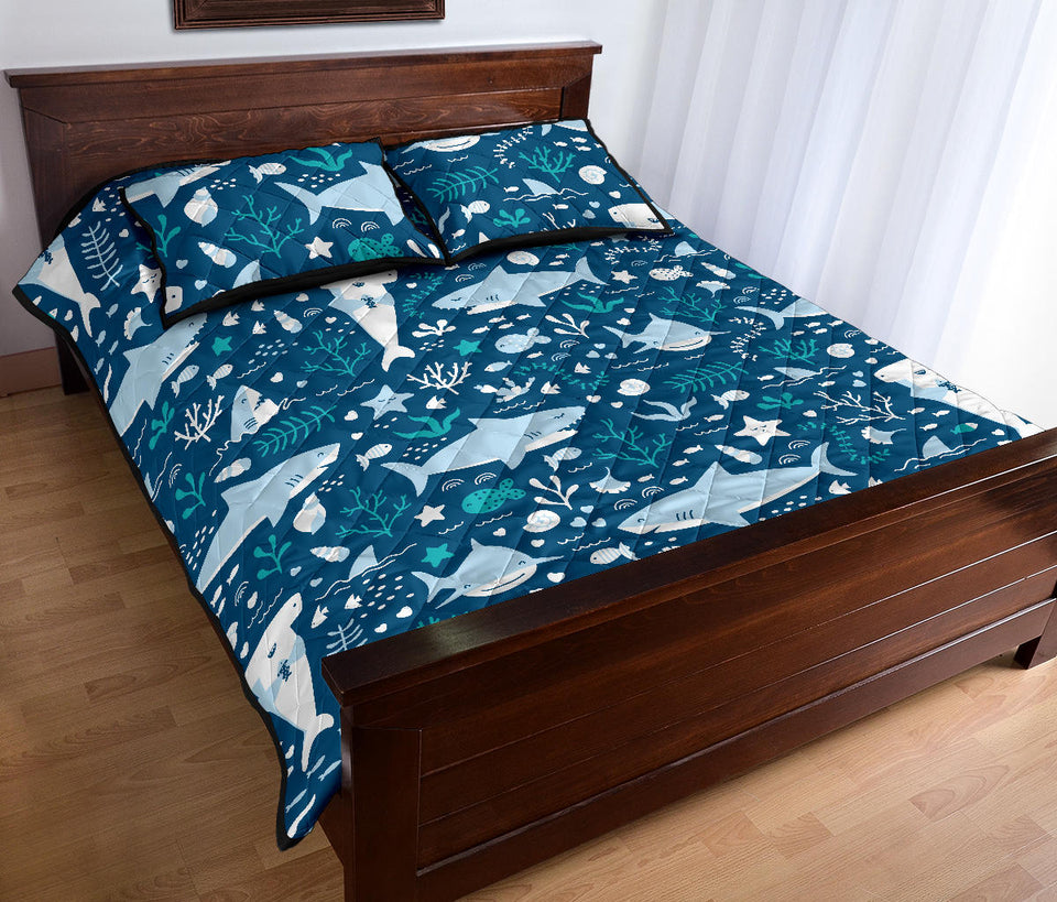 Cute shark pattern Quilt Bed Set