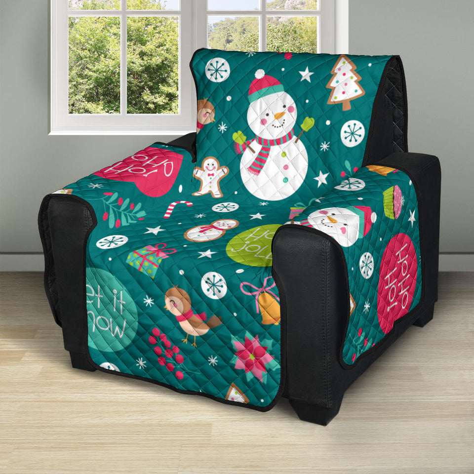 Snowman bird decorative elements christmas pattern Recliner Cover Protector