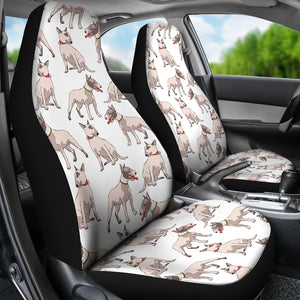 Bull Terrier Pattern Print Design 04 Universal Fit Car Seat Covers