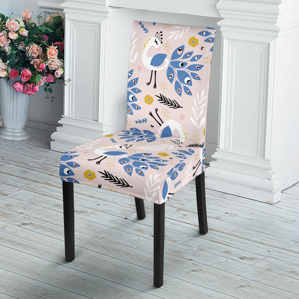 Cute Peacock Pattern Dining Chair Slipcover