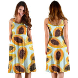 Watercolor Papaya Pattern Sleeveless Midi Dress