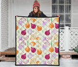 Onion Garlic White Red Pattern Premium Quilt