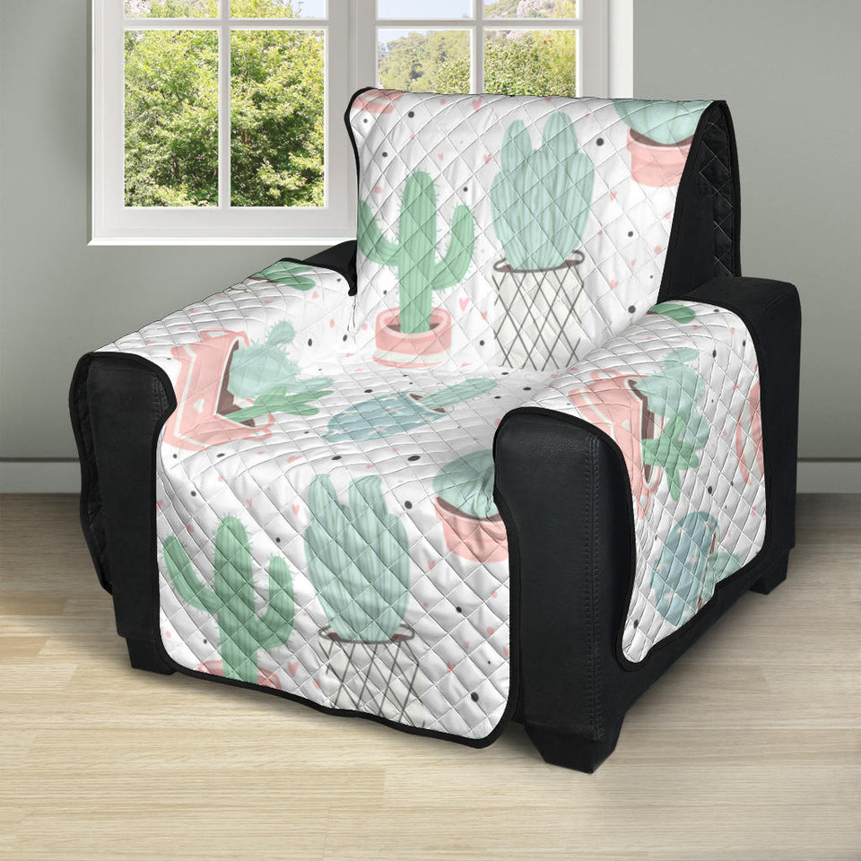 Pastel color cactus pattern Recliner Cover Protector