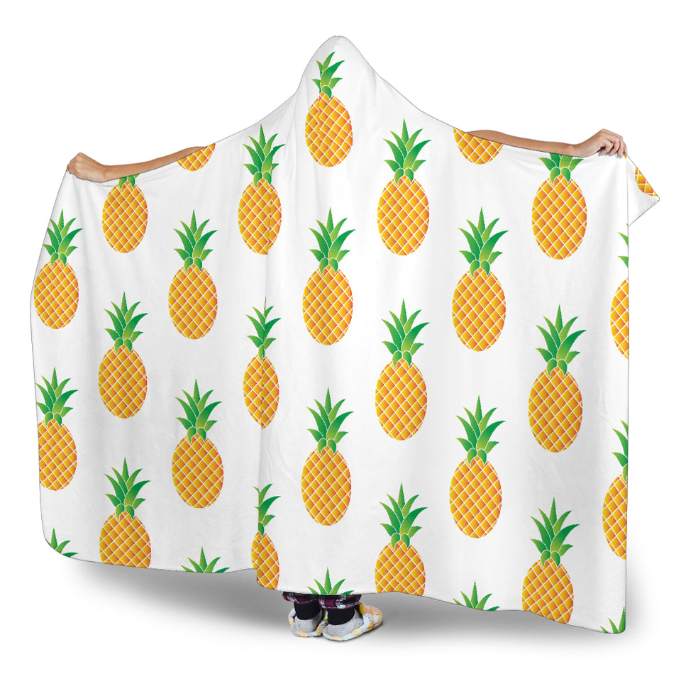 Pineapples Pattern Hooded Blanket