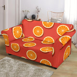 Oranges Pattern Red Background Loveseat Couch Slipcover