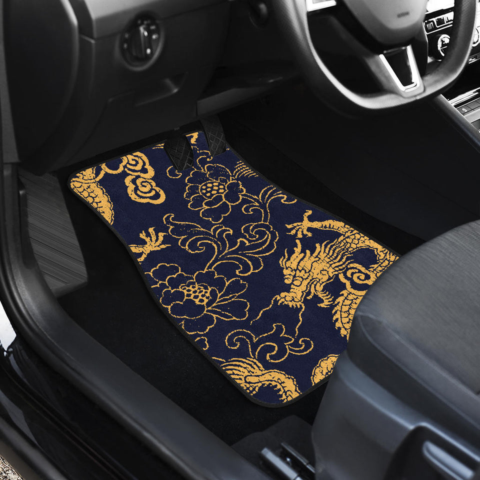 Gold Dragon Pattern Front And Back Car Mats