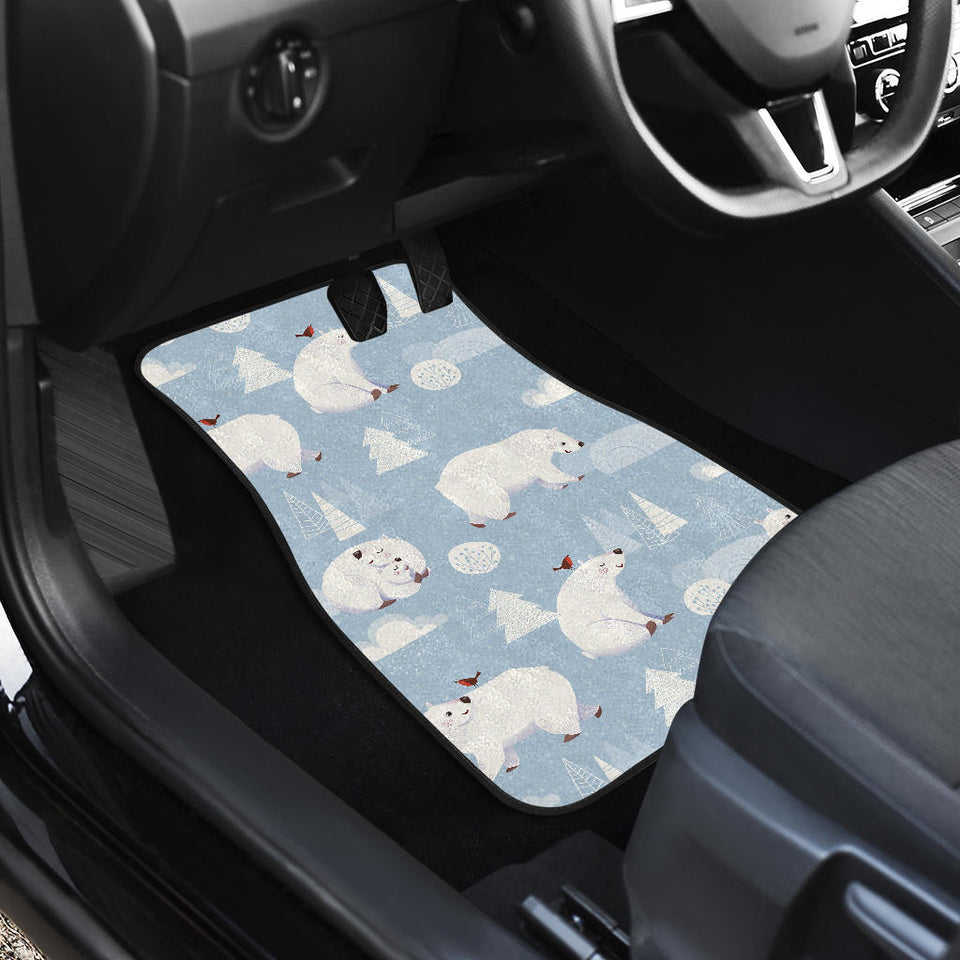 Cute Polar Bears Christmas Decoration Pattern Front And Back Car Mats