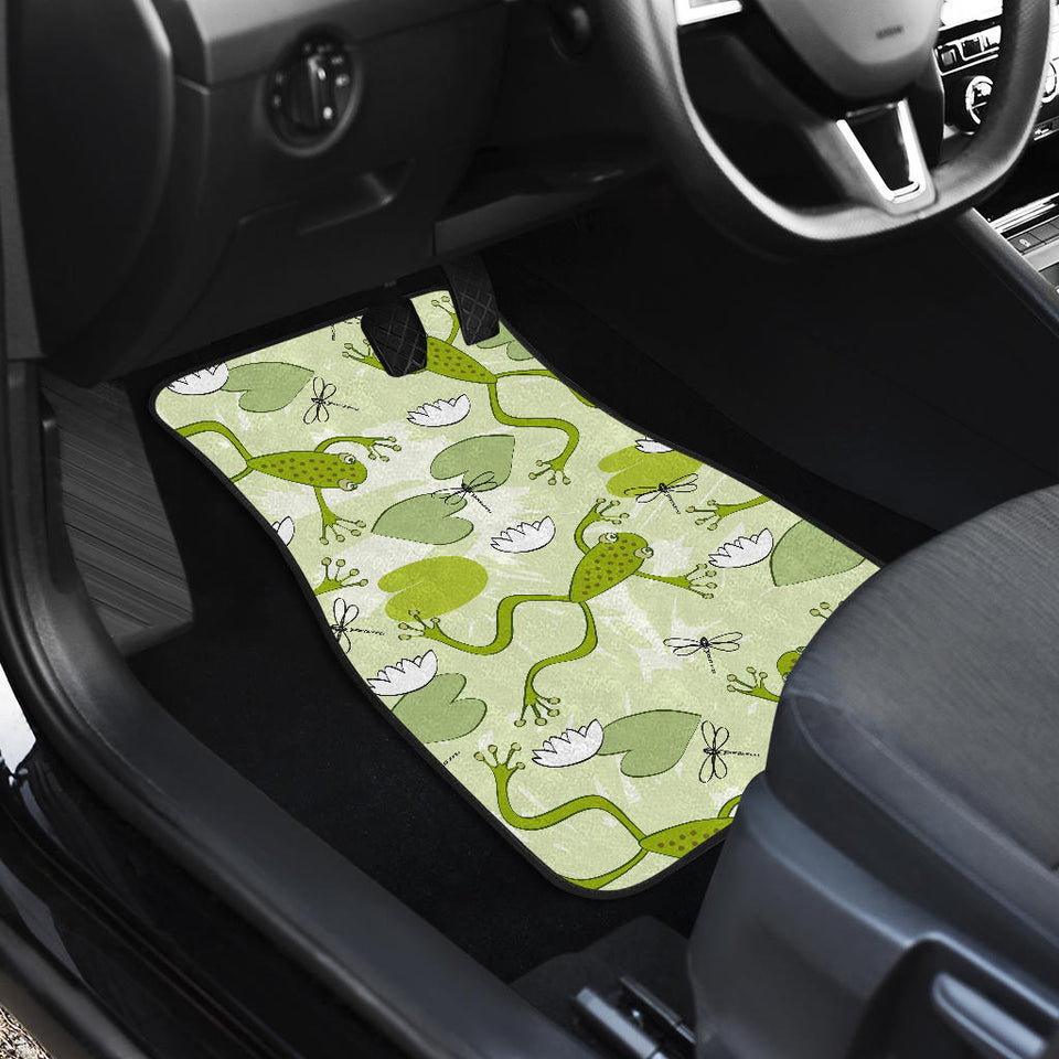 Cute Frog Dragonfly Pattern Front And Back Car Mats