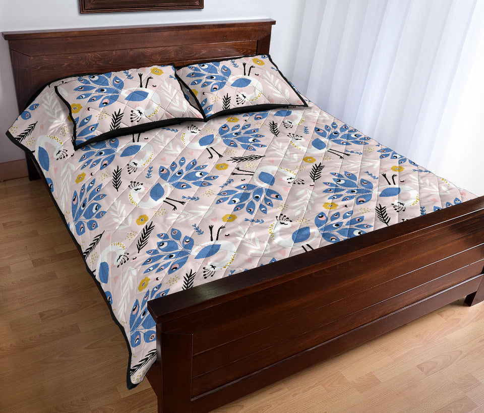 Cute peacock pattern Quilt Bed Set