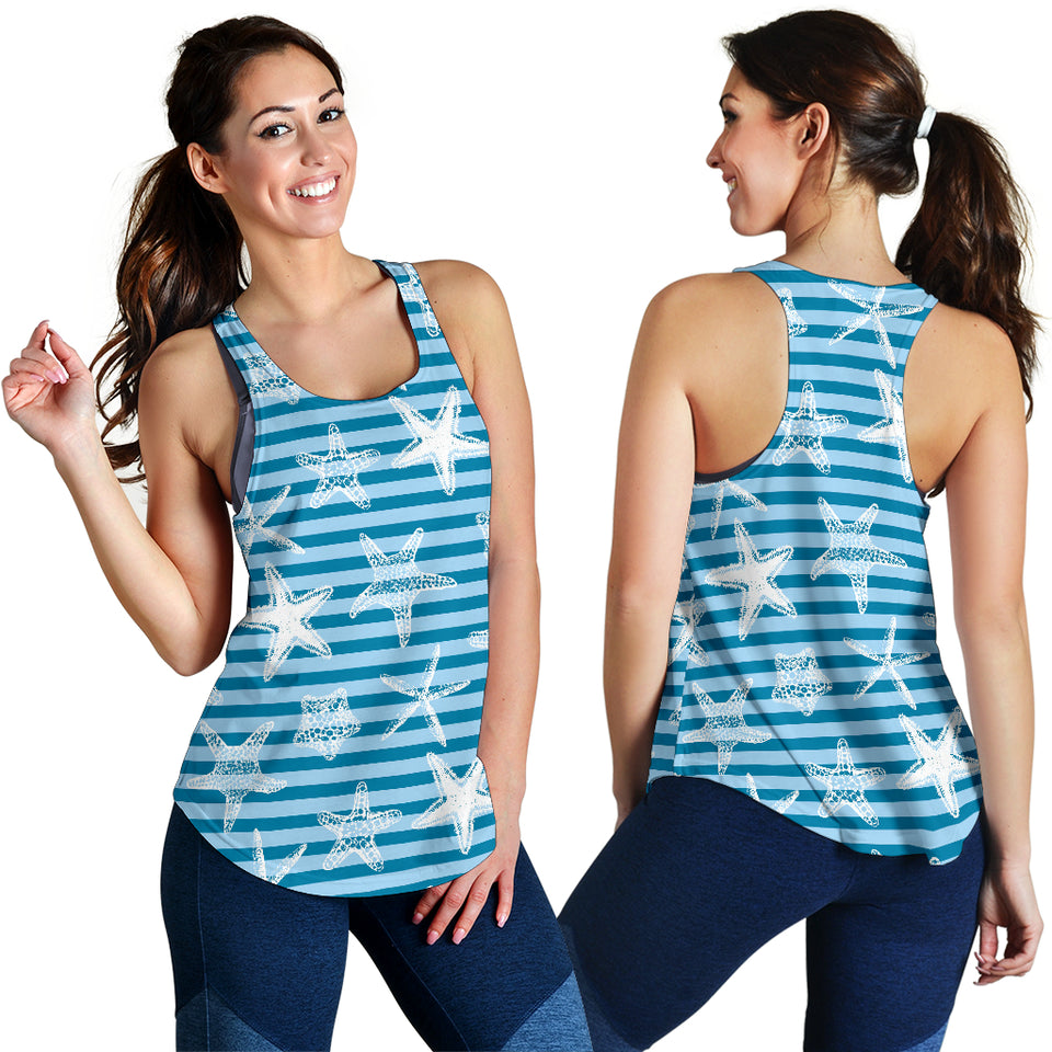 Starfish blue blackground Women Racerback Tank Top