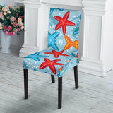 Blue Red Orange Starfish Pattern Dining Chair Slipcover