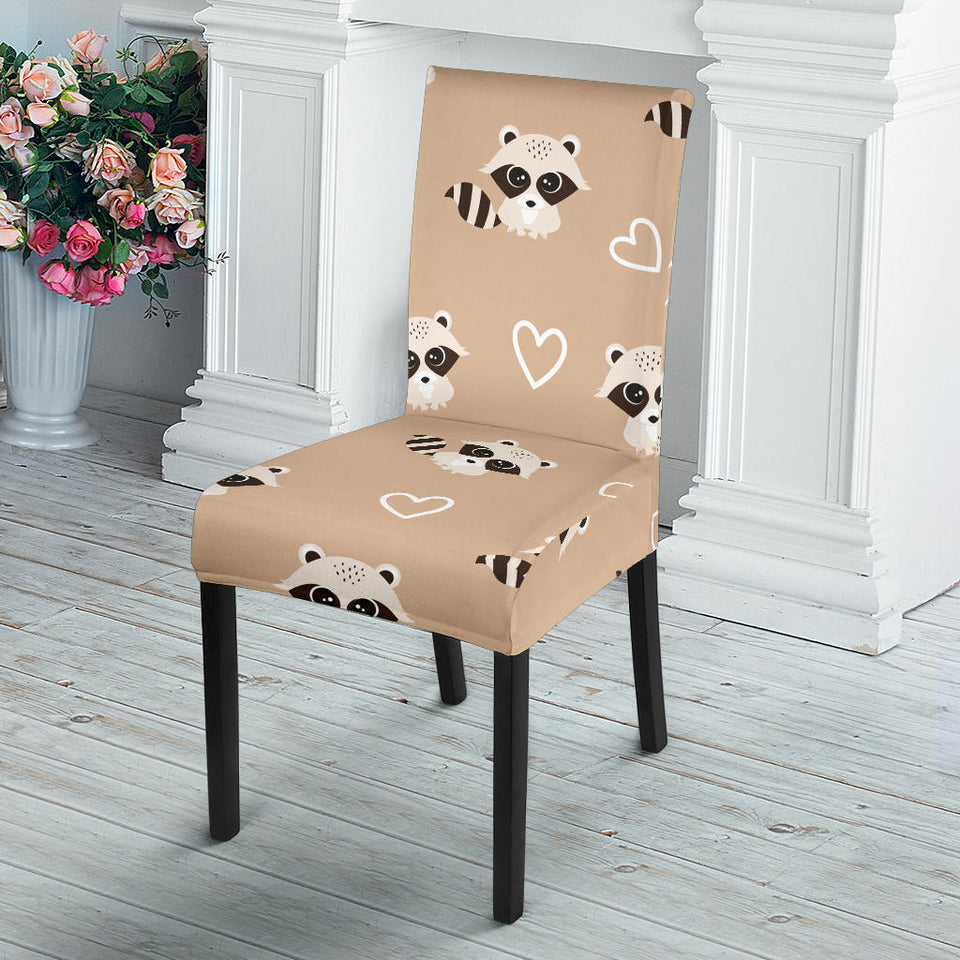 Cute Raccoon Heart Pattern Dining Chair Slipcover