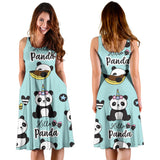 Cute Baby Panda Pattern Sleeveless Midi Dress