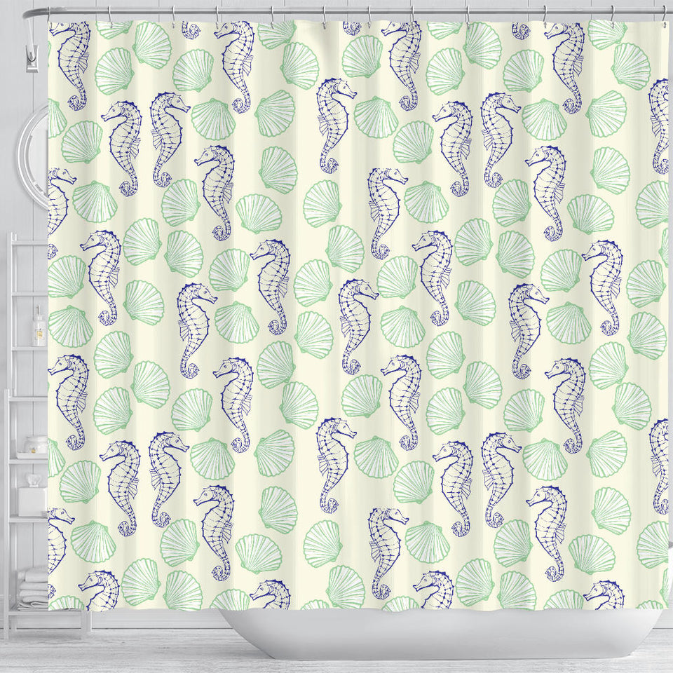 Seahorse Shell Pattern Shower Curtain Fulfilled In US