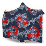 Koi Fish Carp Fishs Hand Drawn Japanese Art Hooded Blanket