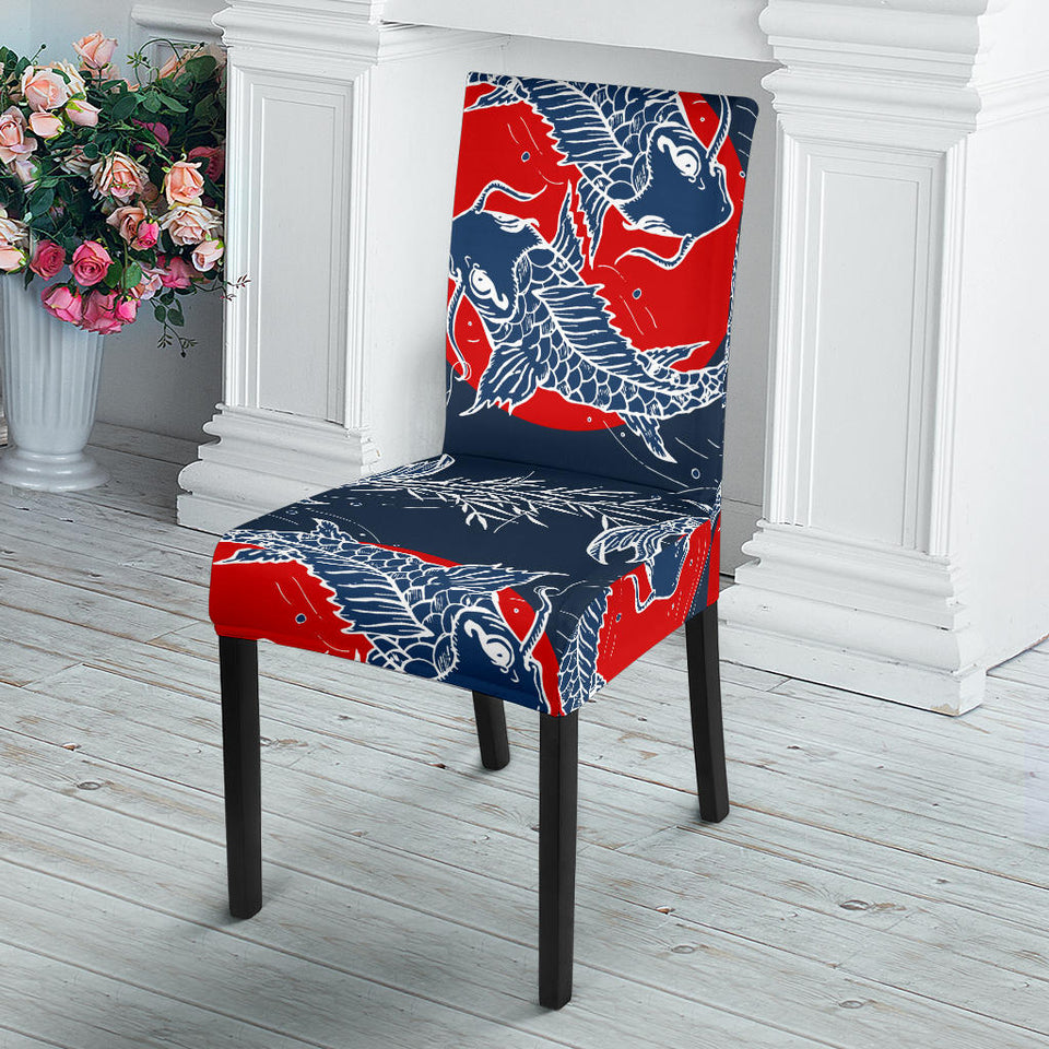 Koi Fish Carp Fishs Hand Drawn Japanese Art Dining Chair Slipcover