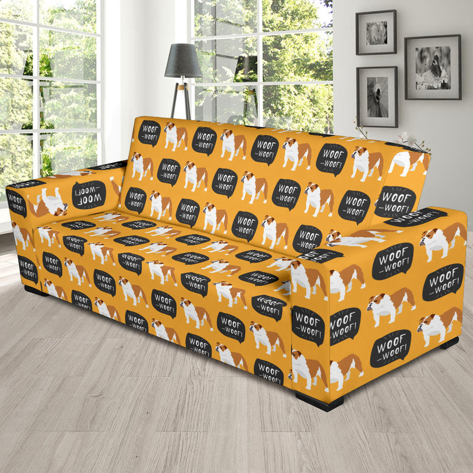 English Bulldog Pattern Print Design 04 Sofa Slipcover