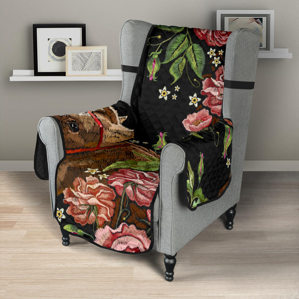 Horse head wild roses pattern Chair Cover Protector