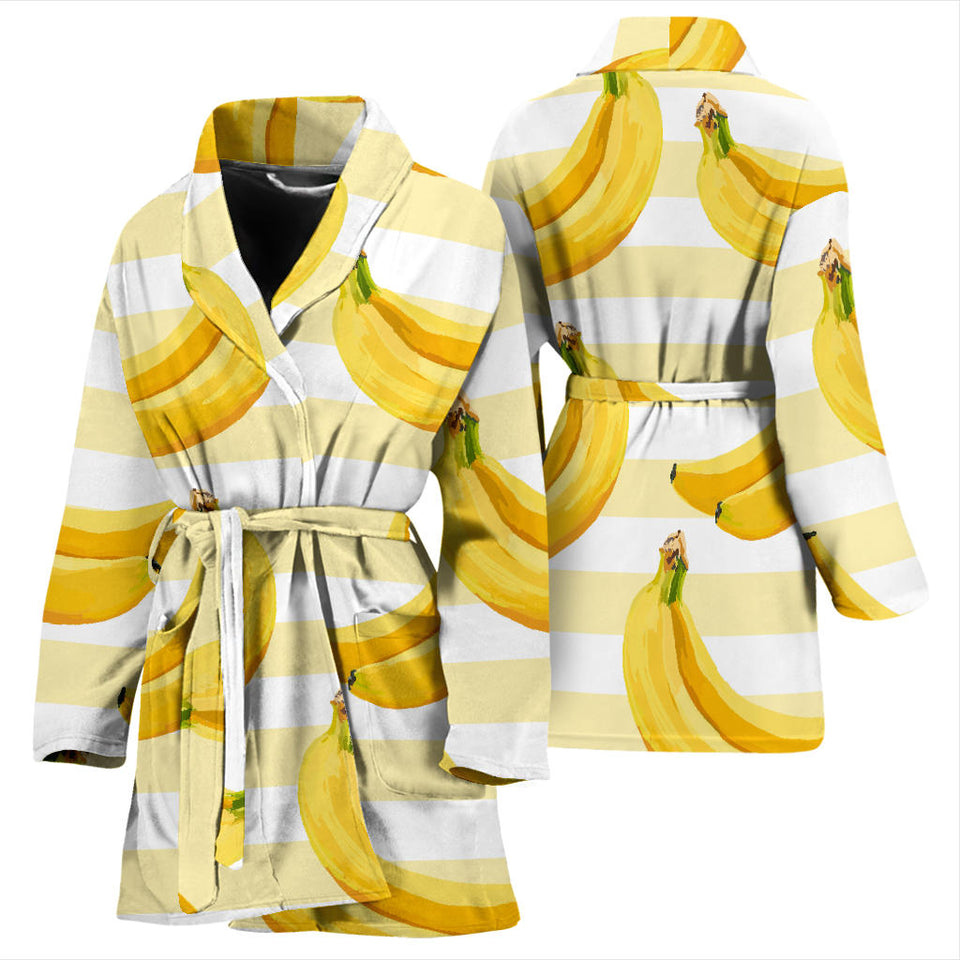 Banana Pattern Blackground Women'S Bathrobe
