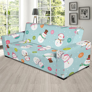 Cute Snowman Snowflake Pattern Sofa Slipcover