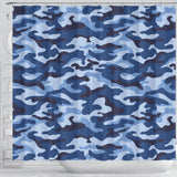 Blue Camo Camouflage Pattern Shower Curtain Fulfilled In US
