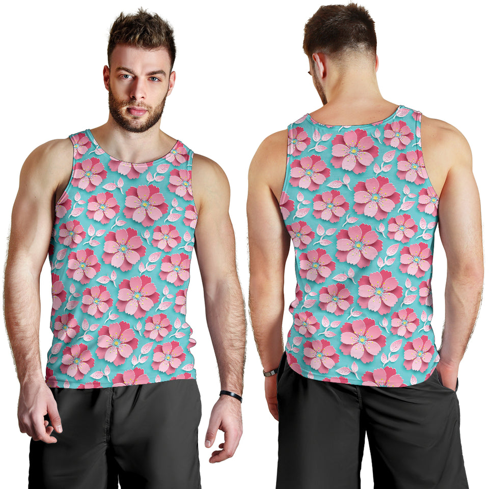 3D sakura cherry blossom pattern Men Tank Top