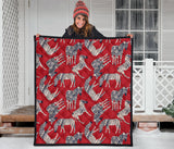 Zebra Abstract Red Background Premium Quilt