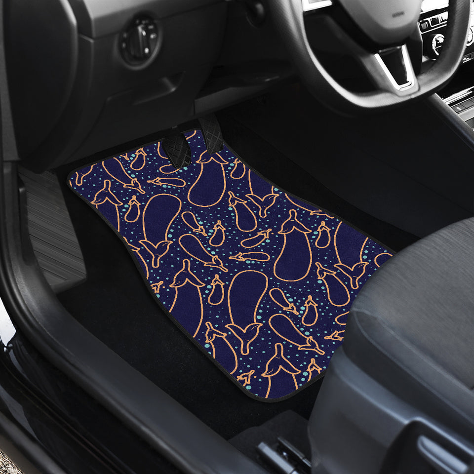 Eggplant Pattern Print Design 04 Front and Back Car Mats