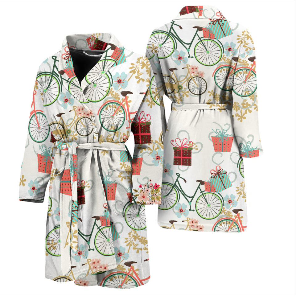 Bicycle Pattern Print Design 05 Men's Bathrobe