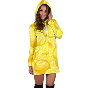 Lemon Pattern Women'S Hoodie Dress