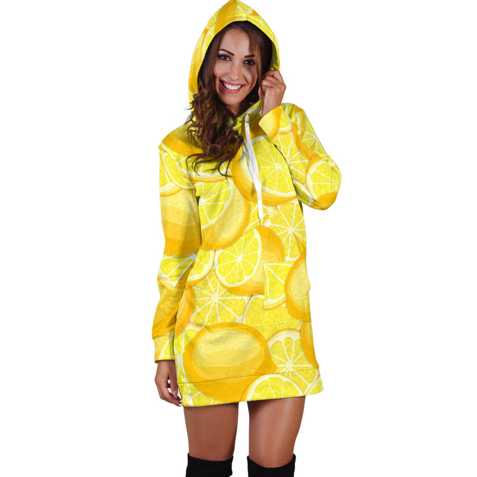 Lemon Pattern Women'S Hoodie Dress