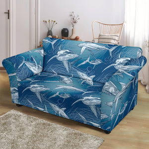 Shark Hand Drawn Loveseat Couch Slipcover