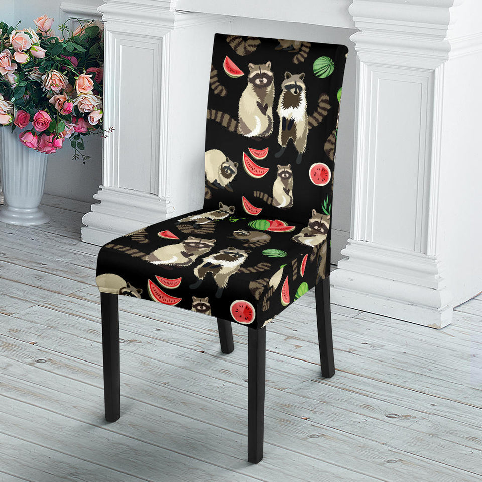 Raccoon Watermelon Pattern Dining Chair Slipcover
