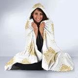 Gold Ornamental Lotue Waterlily Symbol Pattern Hooded Blanket