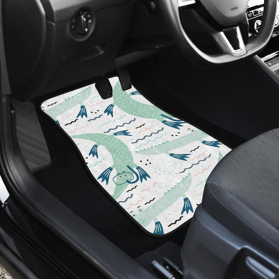Crocodile Diver Pattern Front And Back Car Mats