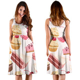 Cake Cupcake Sweets Pattern Sleeveless Midi Dress
