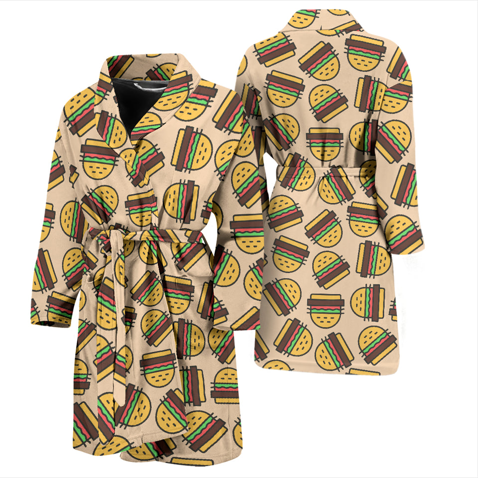 Hamburger Pattern Print Design 01 Men's Bathrobe