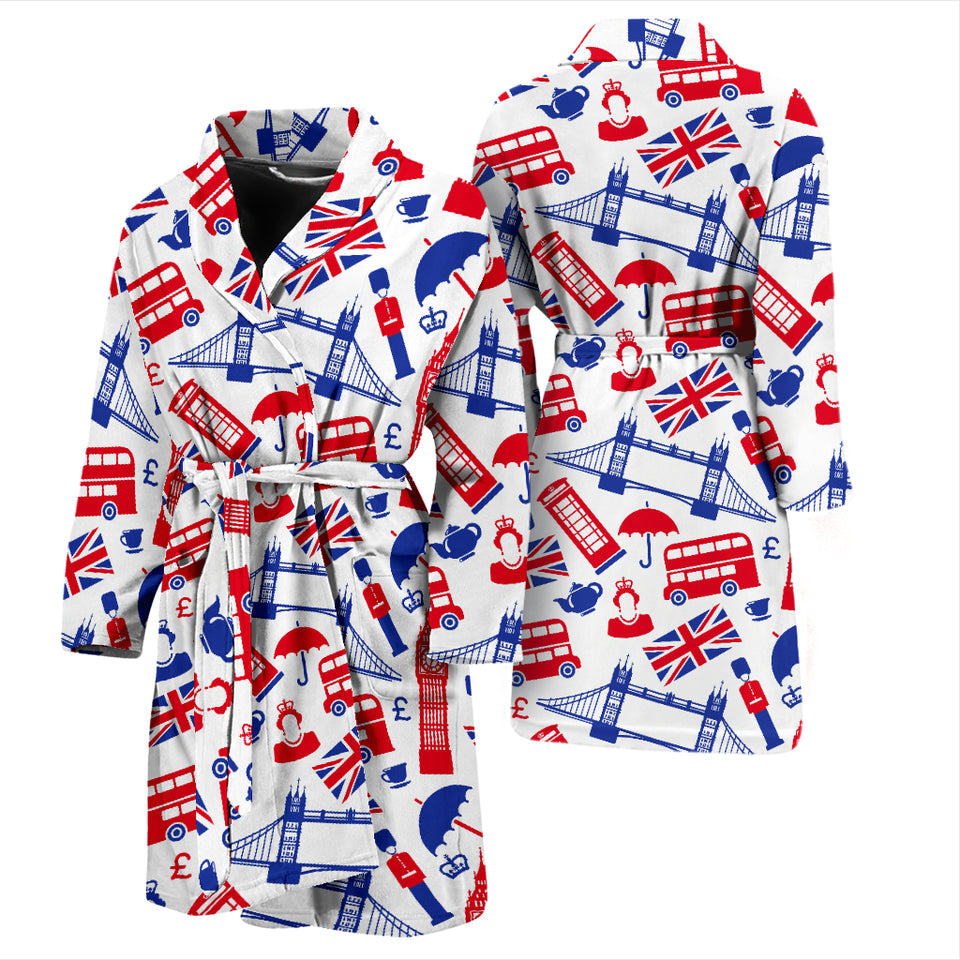 British Pattern Print Design 01 Men's Bathrobe