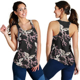 Japanese crane pink sakura pattern Women Racerback Tank Top