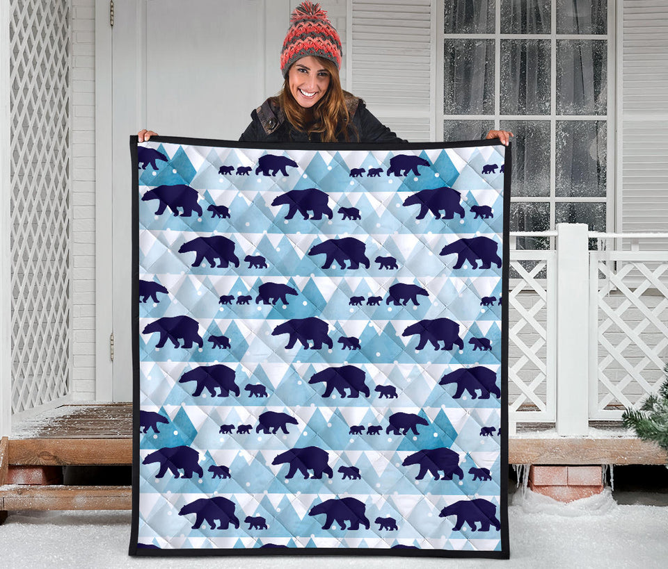 Polar Bear Winter Snow Pattern Premium Quilt