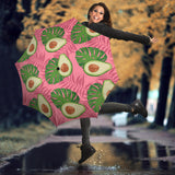 Avocado Slices Leaves Pink Back Ground Umbrella
