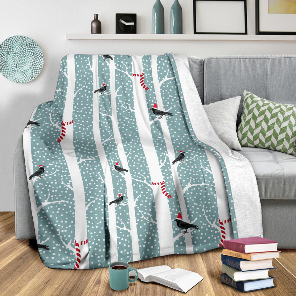 Crows Christmas Hat Scarf Premium Blanket
