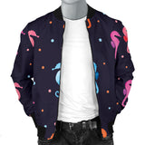 Watercolor Colorful Seahorse Pattern Men'S Bomber Jacket