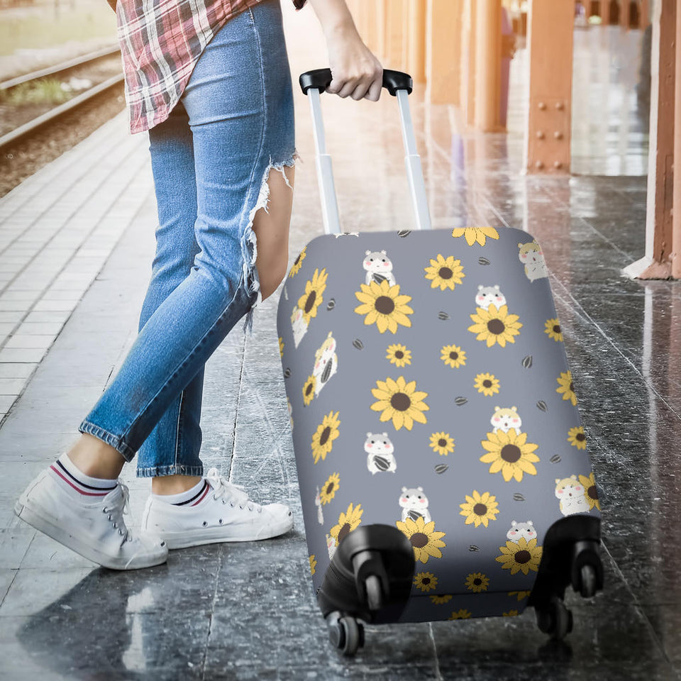 Cute Hamster Sunflower Pattern Background Luggage Covers