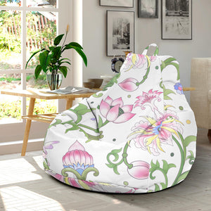 Beautiful Pink Lotus Waterlily Leaves Pattern Bean Bag Cover