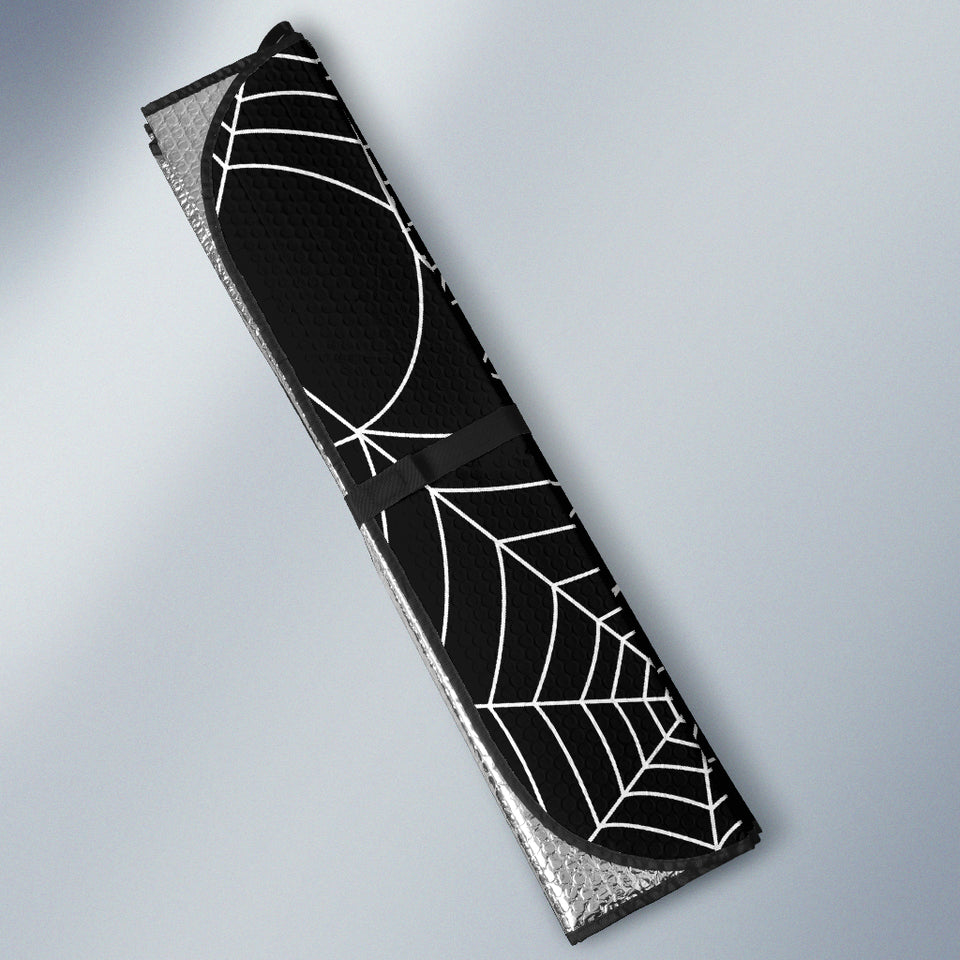 Spider Web Pattern Black Background White Cobweb Car Sun Shade