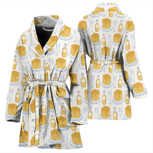 Pancake Pattern Print Design 05 Women's Bathrobe